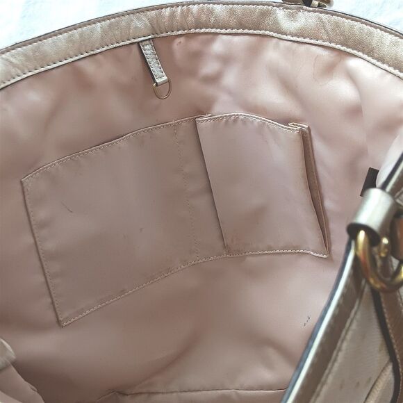 Coach Tote Audrey Sun Starfish Gold Tan Sequin Cinched Shoulder Canvas Bag Beach - Picture 8 of 9